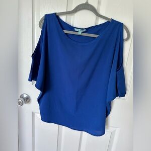 The Limited Asymmetrical Blue Cut Out Blouse